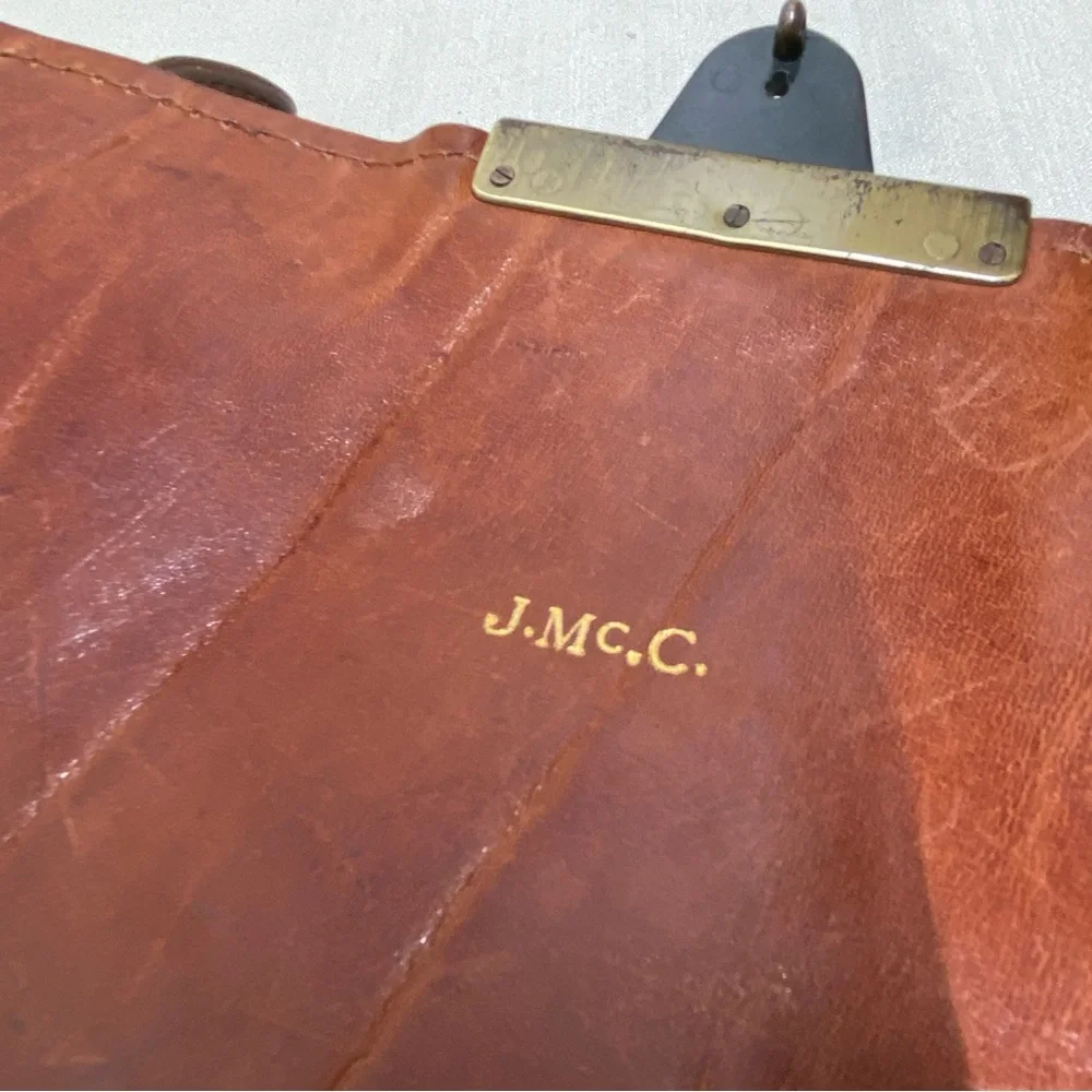 Italian Vintage Leather Brown Messenger Bag , Rare